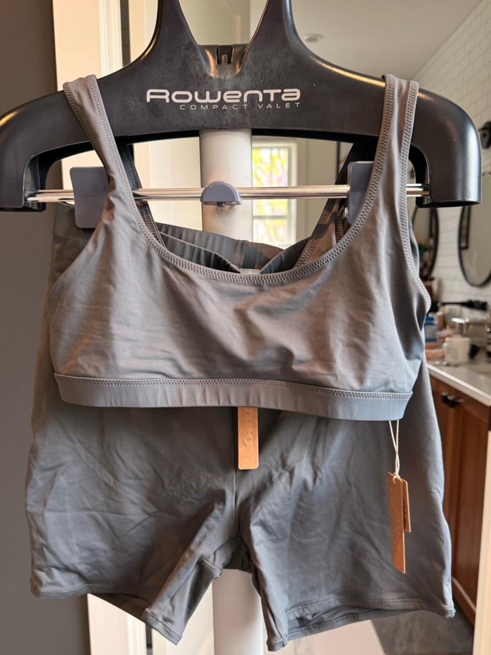 Skims Women’s Grey Swim Crop Tank and Shorts Set - Grey